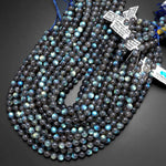 AAA+ Natural Blue Labradorite 6mm 8mm 10mm Round Beads Nothing But Fire Best Quality 15.5" Strand