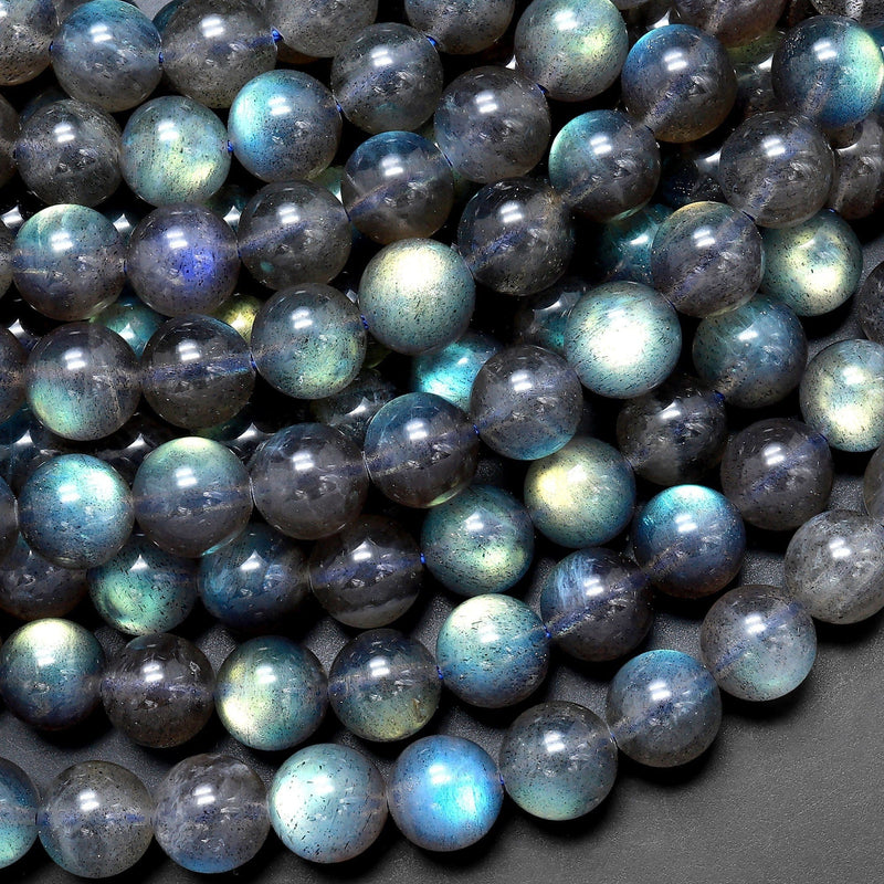 AAA+ Natural Blue Labradorite 6mm 8mm 10mm Round Beads Nothing But Fire Best Quality 15.5" Strand