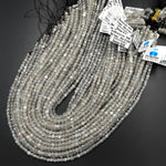 AAA Chatoyant Natural Silvery Gray Moonstone Faceted 4mm Cube Gemstone Beads 15.5" Strand