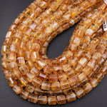 Natural Golden Citrine Cylinder Beads Gemstone Birthstone 15.5" Strand