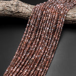 AAA Rare Faceted Natural Mauve Chocolate Moonstone 4mm Rondelle Gemstone Beads 15.5" Strand