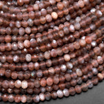 AAA Rare Faceted Natural Mauve Chocolate Moonstone 4mm Rondelle Gemstone Beads 15.5" Strand