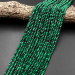 AAA Micro Faceted Natural Green Malachite Rondelle Beads 4mm Laser Diamond Cut Gemstone 15.5" Strand