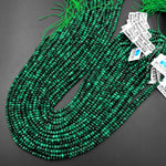 AAA Micro Faceted Natural Green Malachite Rondelle Beads 4mm Laser Diamond Cut Gemstone 15.5" Strand