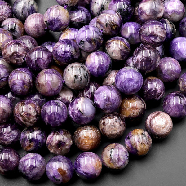 Natural Russian Charoite 10mm 12mm Round Beads Rich Purple Charoite High Quality Gemstone Beads 15.5" Strand