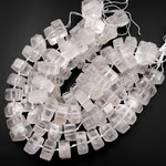 Huge Phenomenal Matte Faceted Natural Rock Quartz Beads Center Drilled Rondelle Hexagon Wheel 15.5" Strand