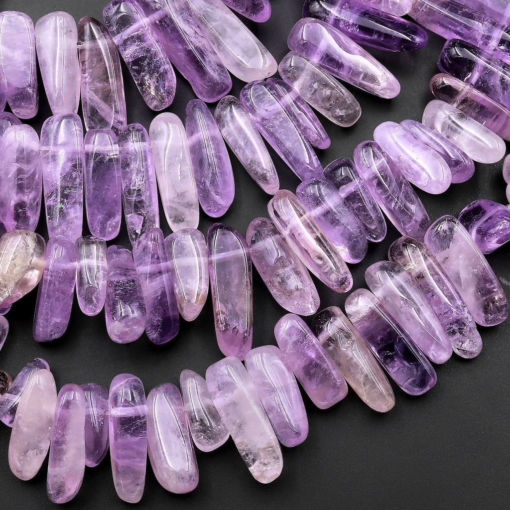Natural Lilac Purple Amethyst Freeform Spike Nugget Beads Gemstone 15.5" Strand