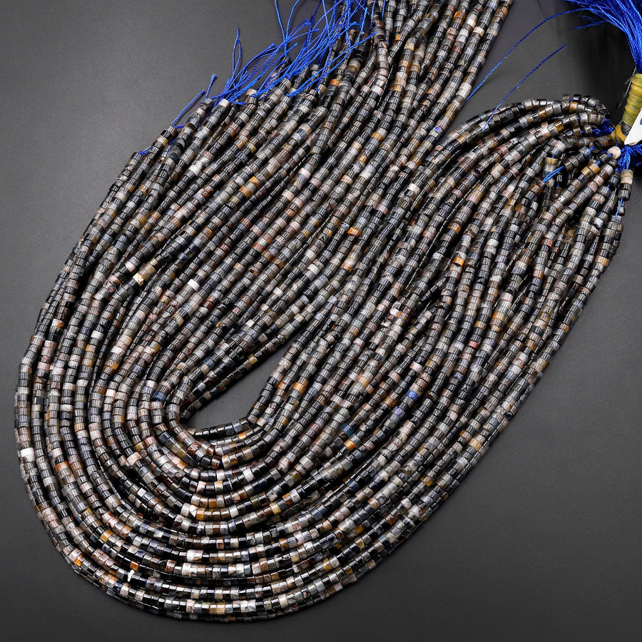 Natural Blue Pietersite 4mm Heishi Beads 15.5" Strand