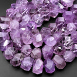 AAA Faceted Natural Amethyst Rectangle Beads Large Genuine Real Amethyst Gemstone 15.5" Strand