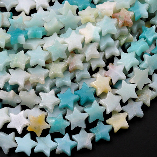 Carved Natural Amazonite Star Beads 10mm Gemstone Choose from 20pcs, 40pcs