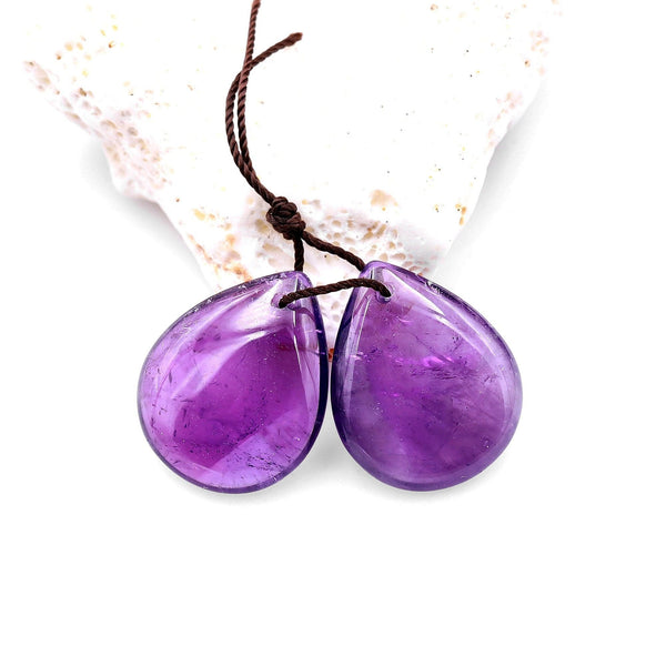 AAA Drilled Natural Purple Amethyst Teardrop Earring Beads Pair Matched Pear Gemstone