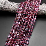 Gemmy Natural Reddish Pink Tourmaline Freeform Pebble Nugget Beads Gemstone 15.5" Strand