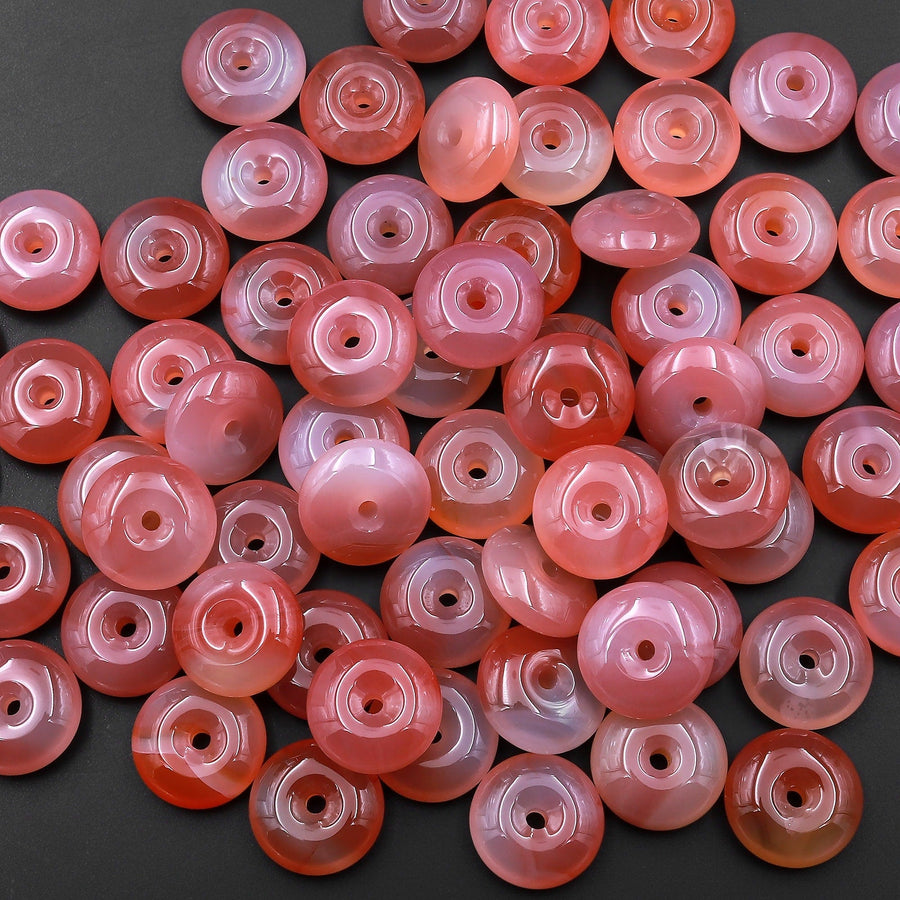 AAA Natural Mauve Pink Botswana Agate Donut Bead 12mm 15mm
