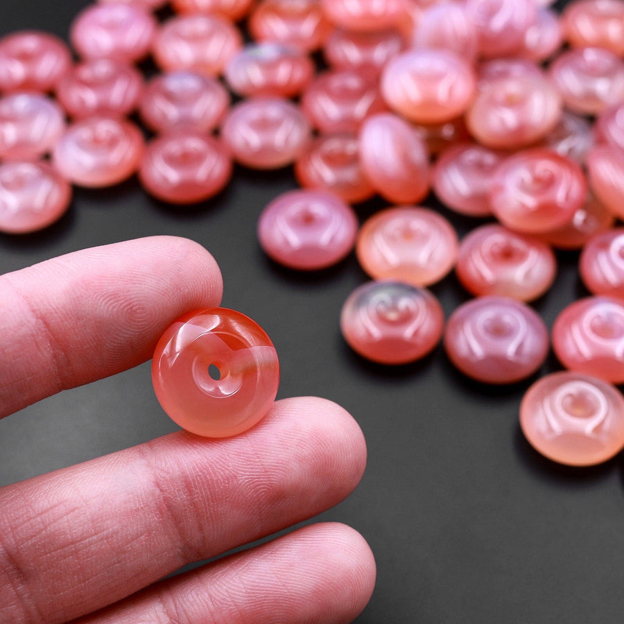 AAA Natural Mauve Pink Botswana Agate Donut Bead 12mm 15mm