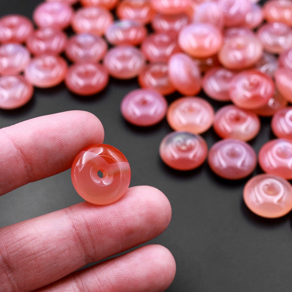 AAA Natural Mauve Pink Botswana Agate Donut Bead 12mm 15mm