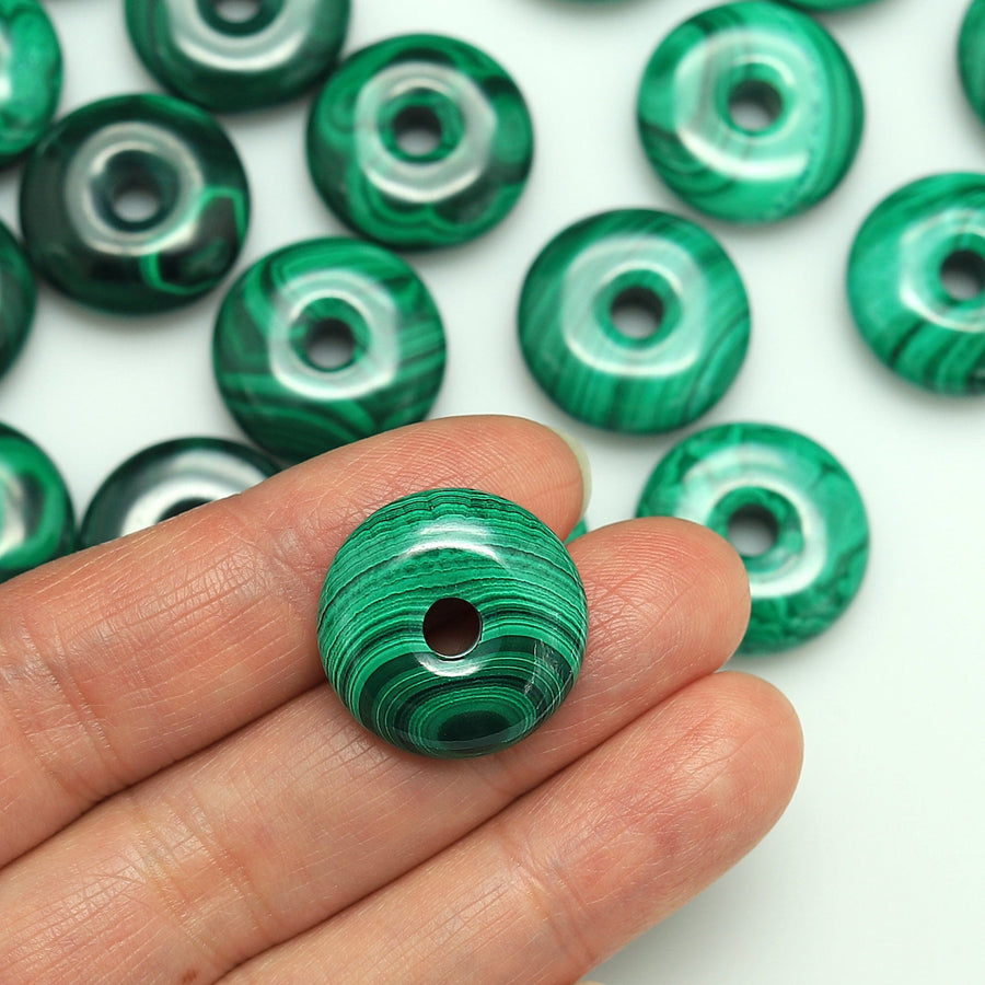 AAA Natural Malachite Donut Bead Pendant 20mm