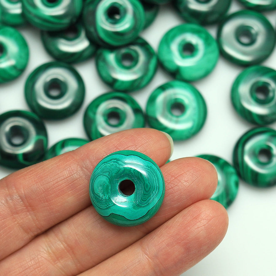 AAA Natural Malachite Donut Bead Pendant 20mm