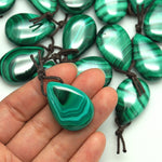 AAA+ Natural Malachite Pendant Side Drilled Teardrop Focal Gemstone Bead