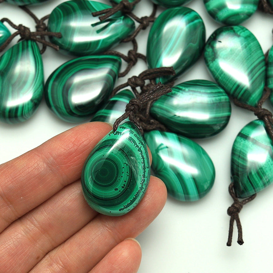 AAA+ Natural Malachite Pendant Side Drilled Teardrop Focal Gemstone Bead