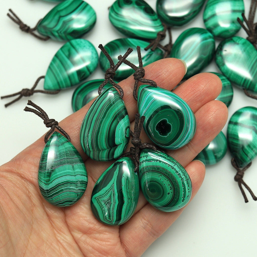 AAA+ Natural Malachite Pendant Side Drilled Teardrop Focal Gemstone Bead