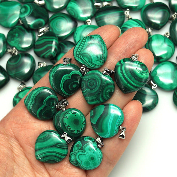 AAA+ Natural Malachite Pendant Heart Shape Gemstone Jewelry