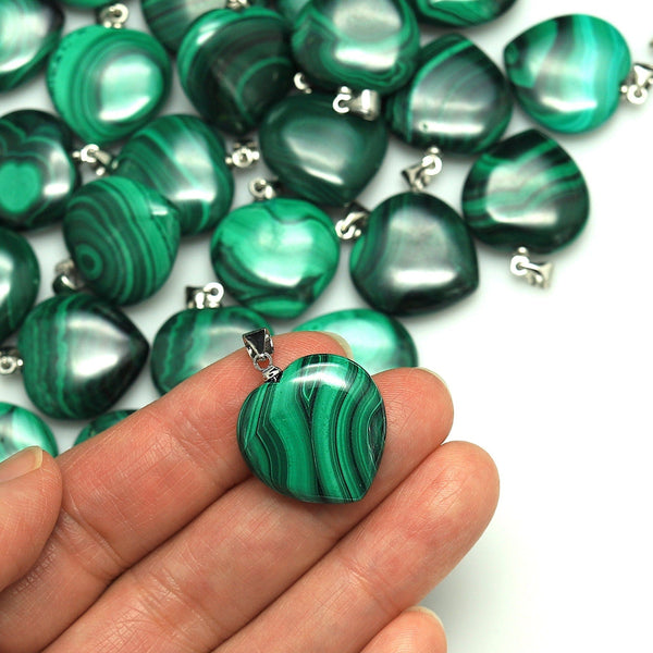 AAA+ Natural Malachite Pendant Heart Shape Gemstone Jewelry A2