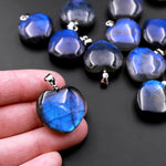 AAA Natural Blue Labradorite Puffy Heart Pendant