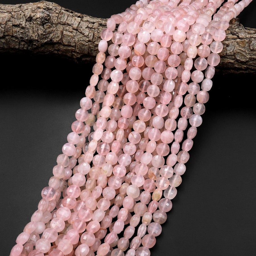 rose quartz seed beads Icy Translucent Faceted Madagascar Pink Rose Quartz 8mm 10mm Coin Bead – Intrinsic Trading