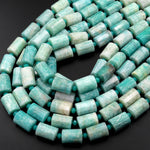 Faceted Natural Russian Amazonite Tube Beads 15.5" Strand