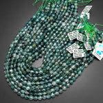 Natural Green Moss Agate 6mm 8mm Coin Beads Gemstone 15.5" Strand