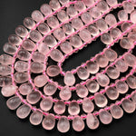 Natural Pink Rose Quartz Smooth Briolette Teardrop Beads Good For Earrings 15.5" Strand