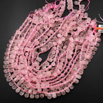 Natural Pink Rose Quartz Smooth Briolette Teardrop Beads Good For Earrings 15.5" Strand