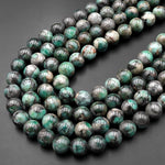 Real Genuine 100% Natural Green Emerald Gemstone Round Beads 10mm Round Beads 15.5" Strand