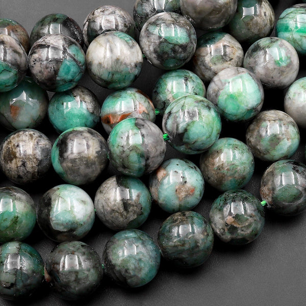 Real Genuine 100% Natural Green Emerald Gemstone Round Beads 10mm Round Beads 15.5" Strand