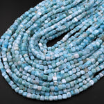 Natural Blue Larimar Beads Freeform Cube Nuggets Real Larimar Stone 15.5" Strand