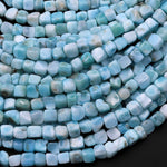 Natural Blue Larimar Beads Freeform Cube Nuggets Real Larimar Stone 15.5" Strand