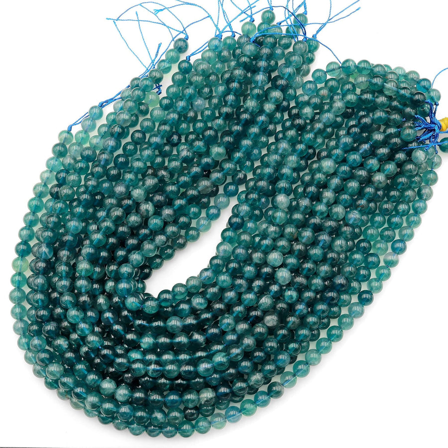 Natural Blue Fluorite Smooth Round Beads 8mm Gemstone 15.5" Strand