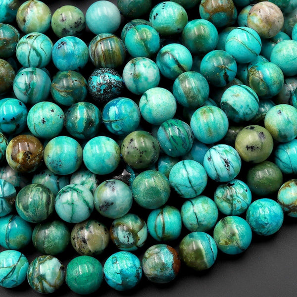 Natural Chrysocolla Beads 6mm 8mm 10mm 12mm 14mm Round Real Natural Blue Green Chrysocolla Gemstone From Arizona 15.5" Strand