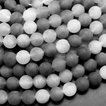 Matte Natural Stormy Gray Grey Quartz Round Beads 4mm 6mm 8mm 10mm 15.5" Strand