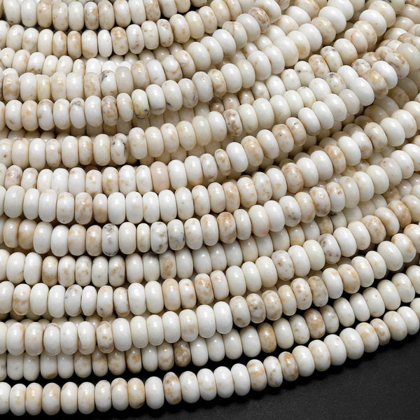 Natural White Turquoise Magnesite Beads 4mm Smooth Rondelle 15.5" Strand