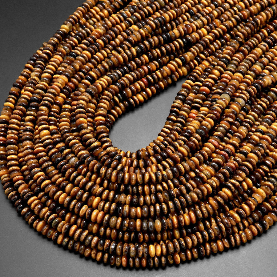 Natural Tiger's Eye Beads 4mm Smooth Rondelle 15.5" Strand