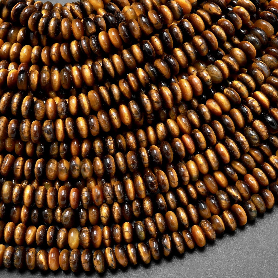 Natural Tiger's Eye Beads 4mm Smooth Rondelle 15.5" Strand