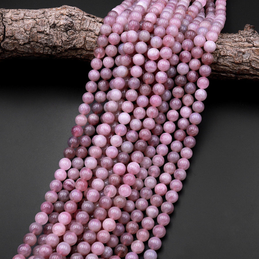 Rare Mauve Pink Madagascar Natural Rose Quartz 8mm 9mm 10mm 12mm Round Beads 15.5" Strand