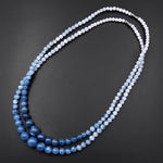 Graduated Natural Blue Aquamarine Smooth Round Beads 23" Long Finished Necklace Strand