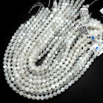 AAA Chatoyant Natural Creamy White Moonstone 4mm 6mm 8mm 10mm 12mm Round Beads 15.5" Strand