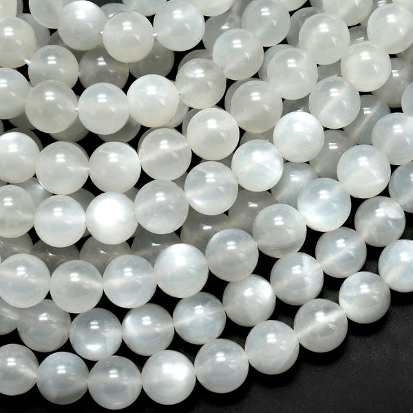 AAA Chatoyant Natural Creamy White Moonstone 4mm 6mm 8mm 10mm 12mm Round Beads 15.5" Strand