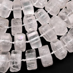Huge Phenomenal Matte Faceted Natural Rock Quartz Beads Center Drilled Rondelle Hexagon Wheel 15.5" Strand