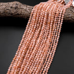Faceted Natural Peach Moonstone Round Beads 5mm 15.5" Strand