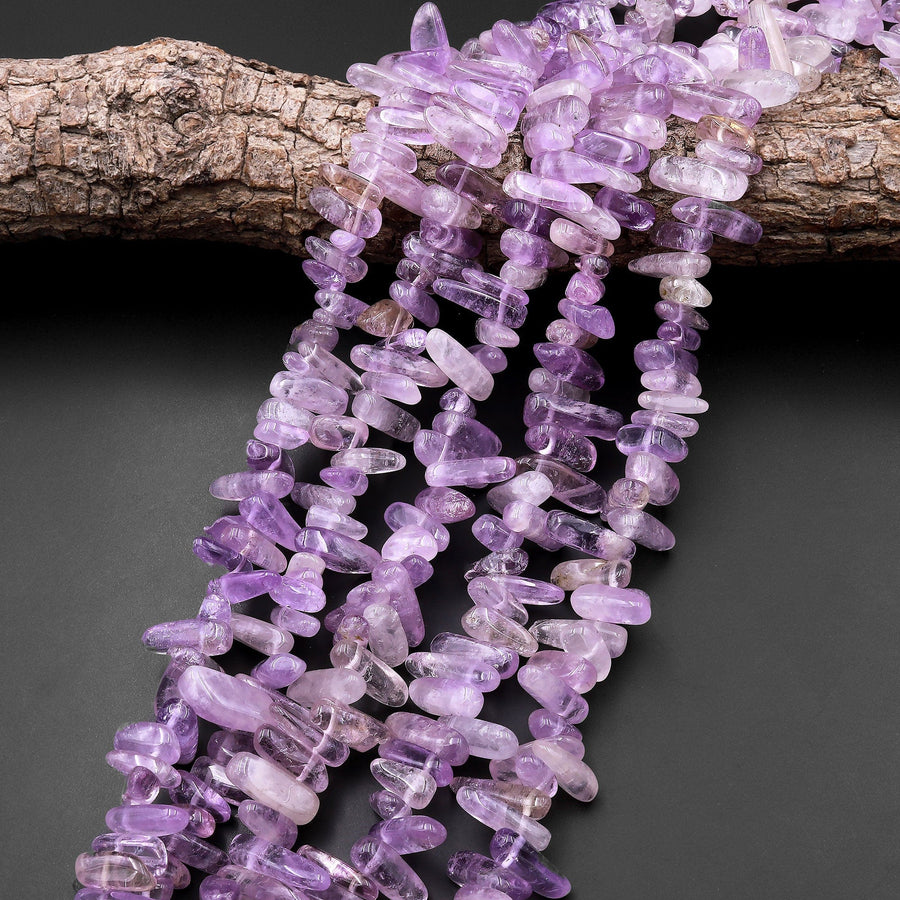 Natural Lilac Purple Amethyst Freeform Spike Nugget Beads Gemstone 15.5" Strand