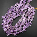 Natural Lilac Purple Amethyst Freeform Spike Nugget Beads Gemstone 15.5" Strand
